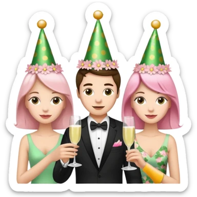 light green and light pink floral party sticker