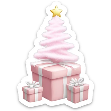 Light pink Christmas gifts under a white Christmas tree  sticker