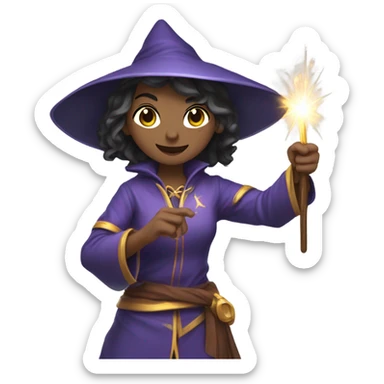 Female Mage Athlete grabbing a wand with one hand smiling sticker