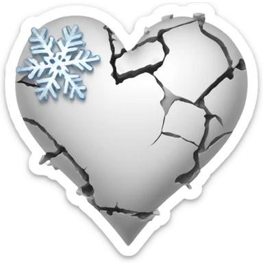 White heart with a fracture and snowflakes sticker