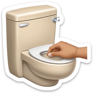 hand pressing the flush button on a toilet, clean and friendly sticker