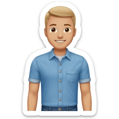 man in shirt with a light blue shirt and blue jeans standing sticker
