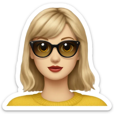 Taylor swift wearing sunglasses with Scottish fold cat in yellow sweater sticker