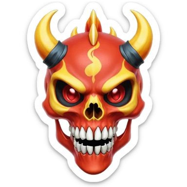 Oily smooth glossy evil sharp edgy badass skeletal fiery skull-face skull-masked skull-headed l Charmeleon-Zeraora-Salandit-fusion, full body sticker