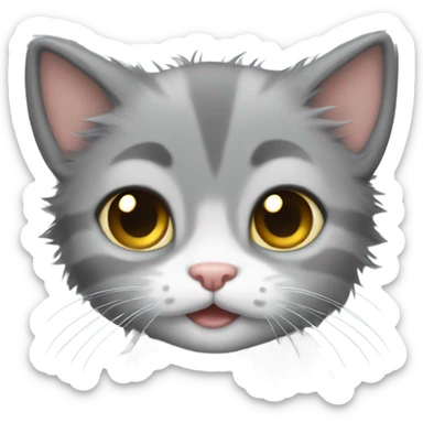 fuzzy gray kitten sticker