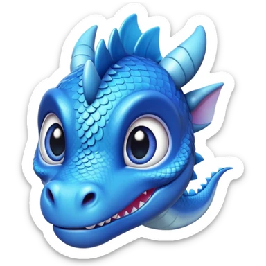 cute blue baby dragon head  sticker
