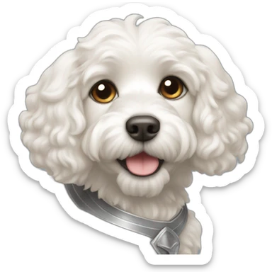 White Cavapoo knight sticker