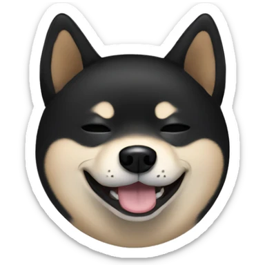 black Shiba inu smile, eyes closed  sticker
