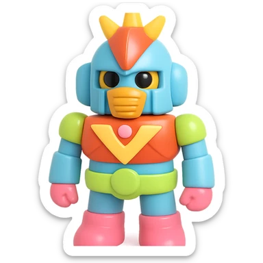 Voltes V robot as a 3D toy, shiny finish, bright colors sticker
