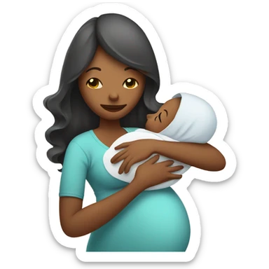 Pregnant Woman Holding A Newborn Baby sticker