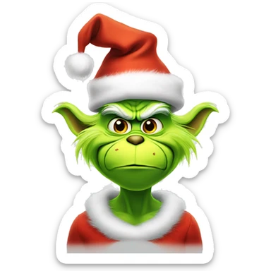 Grinch with a chrismas hat sticker