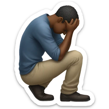 sad male kneeling sticker