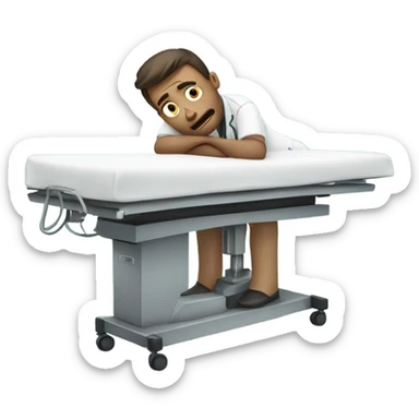 operation table with worried man on it  sticker