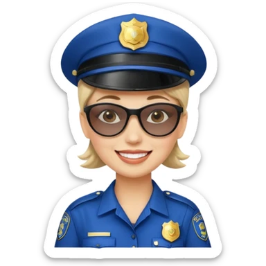 woman police with hair style and hats and sun glsses sticker