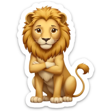 female anthropomorphised lion character standing confidently with arms folded sticker