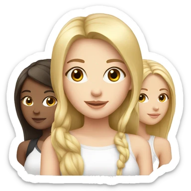 1 blonde girl and 2 brunette girls sticker