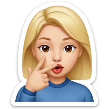 Can you give me an emoji that has duck lips but also is pointing a finger to their mouth sticker