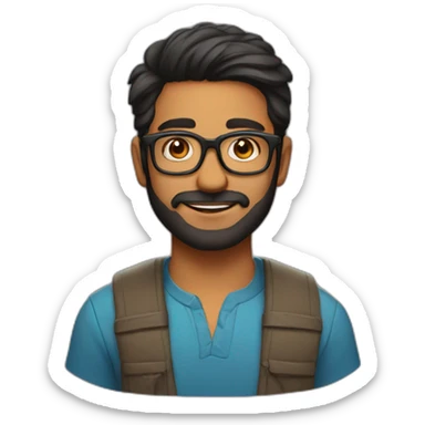 indian Guy with specs and light beard, light skin andhandsome  sticker