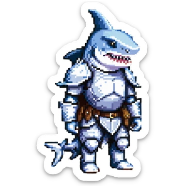 anthropomorphic shark wearing knight armor sticker