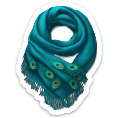 Realistic peacock blue winter scarf isolated. sticker