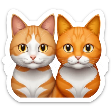 these two cats, one is orange with some white and the other is dark grey, and both of the cats have yellow eyes and white whiskers sticker