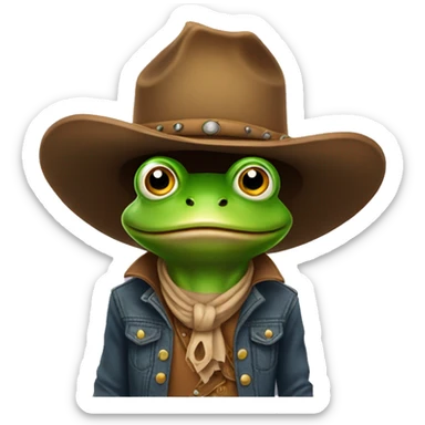 Frog cowboy sticker
