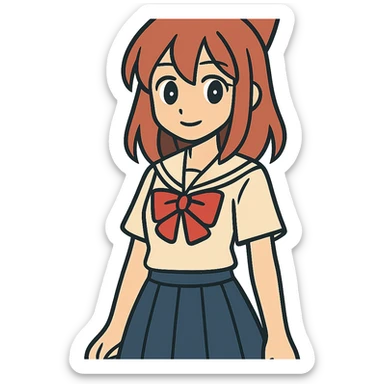 flat toon style anime character with bold outlines sticker