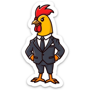business rooster wearing suit and tie sticker