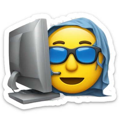 Un roumain derrière un ordinateur sticker