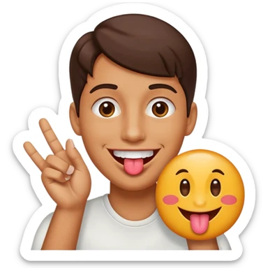 Happy face with tongue out with a 6 in one hand and 7 in the other sticker