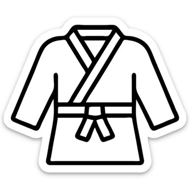 simple white martial arts gi uniform, black outline icon, no fill, minimal details sticker