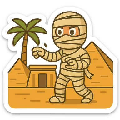 flat toon style Egyptian mummy in ancient Egypt sticker