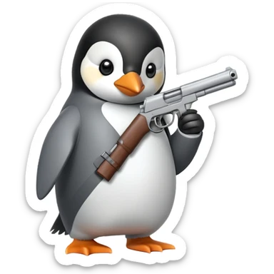 pinguin with gun sticker