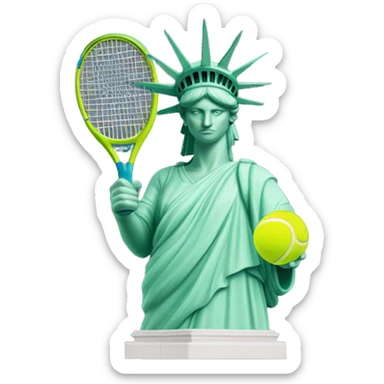 Statue of Liberty with a tennis ball and a raquet sticker