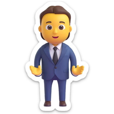 a business man turning his body, 3d emoji style, suit and tie sticker