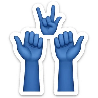 two raised hands in celebration with dark blue checkmark between  sticker