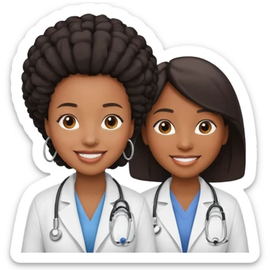 black female doctor and white technician sticker