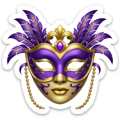 carnival mask with gold and purple decorations sticker