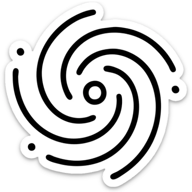 modern icon of a galaxy with swirling spiral arms and a central core, clean lines, simple and recognizable, minimal color palette, no text sticker