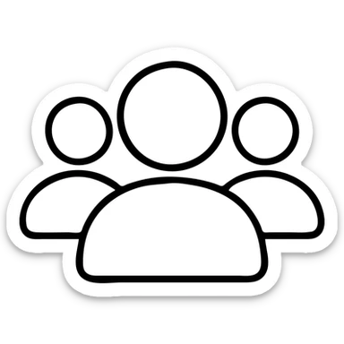 user management icon with multiple users, outlined, 24 by 24 px, 1 px stroke sticker