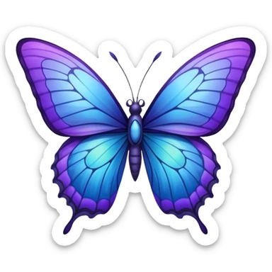 Blue purple magical mystical butterfly side view sticker