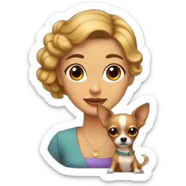 mujer con pelo muy largo canas y su perro Chihuahua sticker
