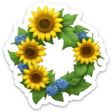 Ukrainian wreath of sunflowers sticker