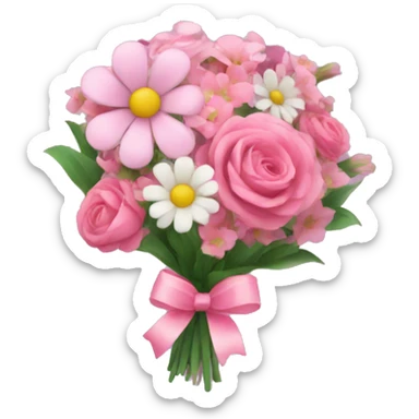 Floral bouquet with pink bow sticker