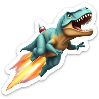 T. rex riding a rocket sticker