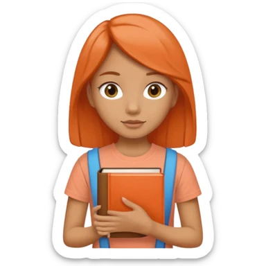 Garota com livro na mão, camiseta cor salmão  sticker