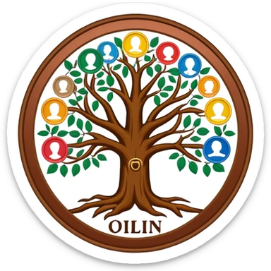 created a highly detailed but manly looking family genealogy logo too include the name Odlin and a title of Genealogy while using multiple colors in the logo sticker
