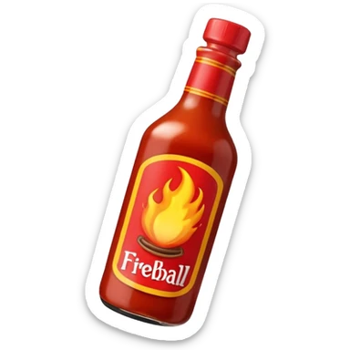 fireball barbecue hot sauce, bold, spicy, energetic, fun emoji style sticker