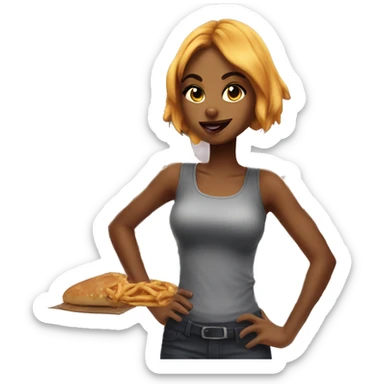 Realistic Catgirl food truck  sticker