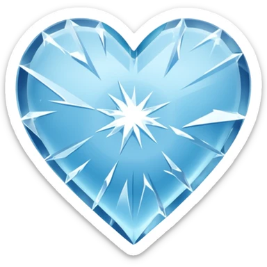 Frozen heart mid-shatter, shards suspended sticker